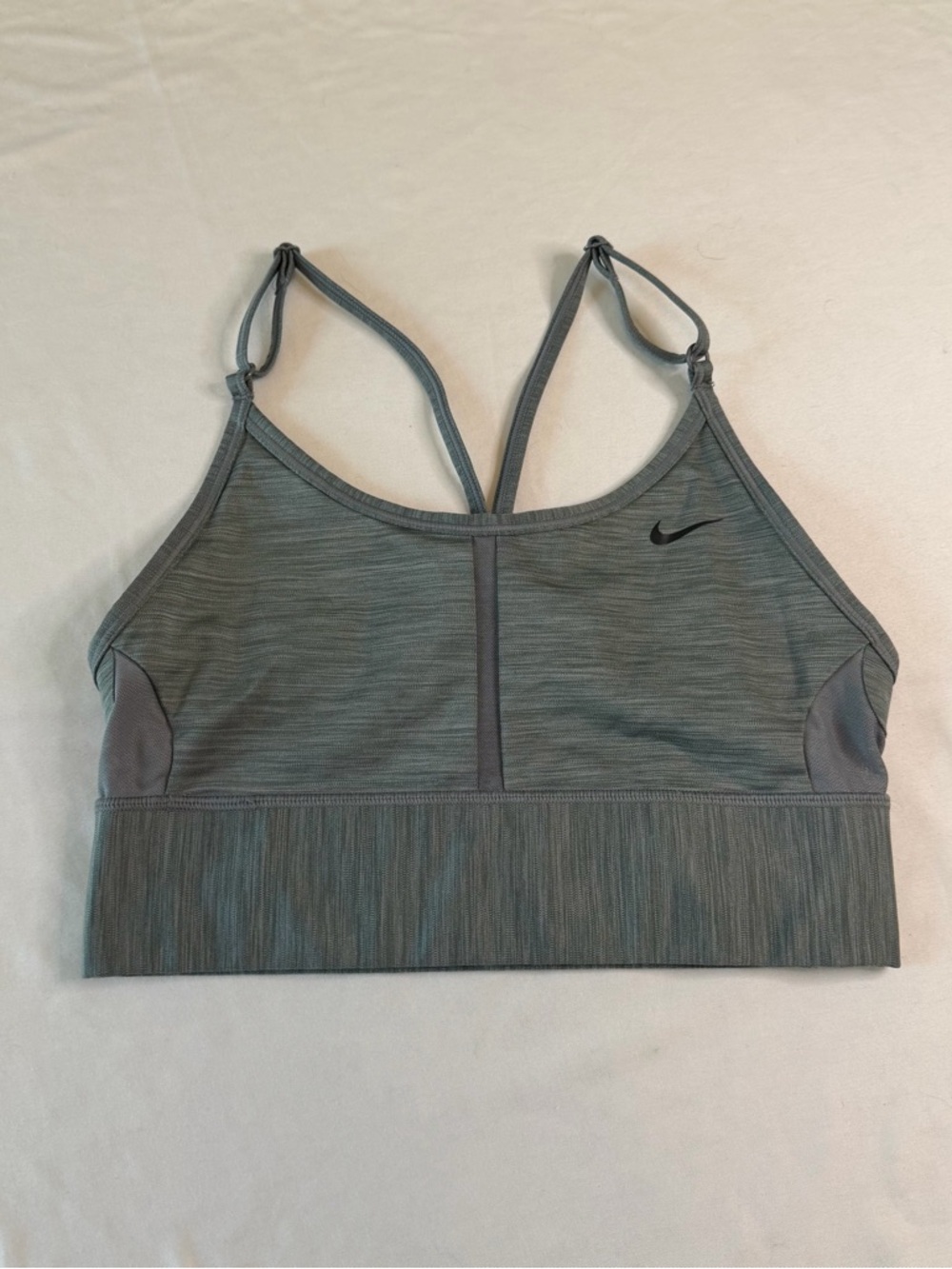 Nike Dri-FIT Strappy‎ Sports Bra Gray Green Heathered Adjustable Women’s Small